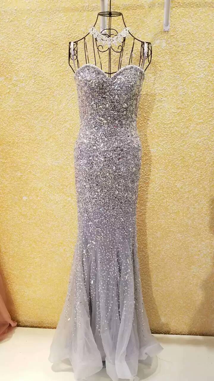 Luxury Evening Dress,Heavy Beaded Prom Dress,Mermaid Evening Dress,Sweetheart Neck Evening Dress